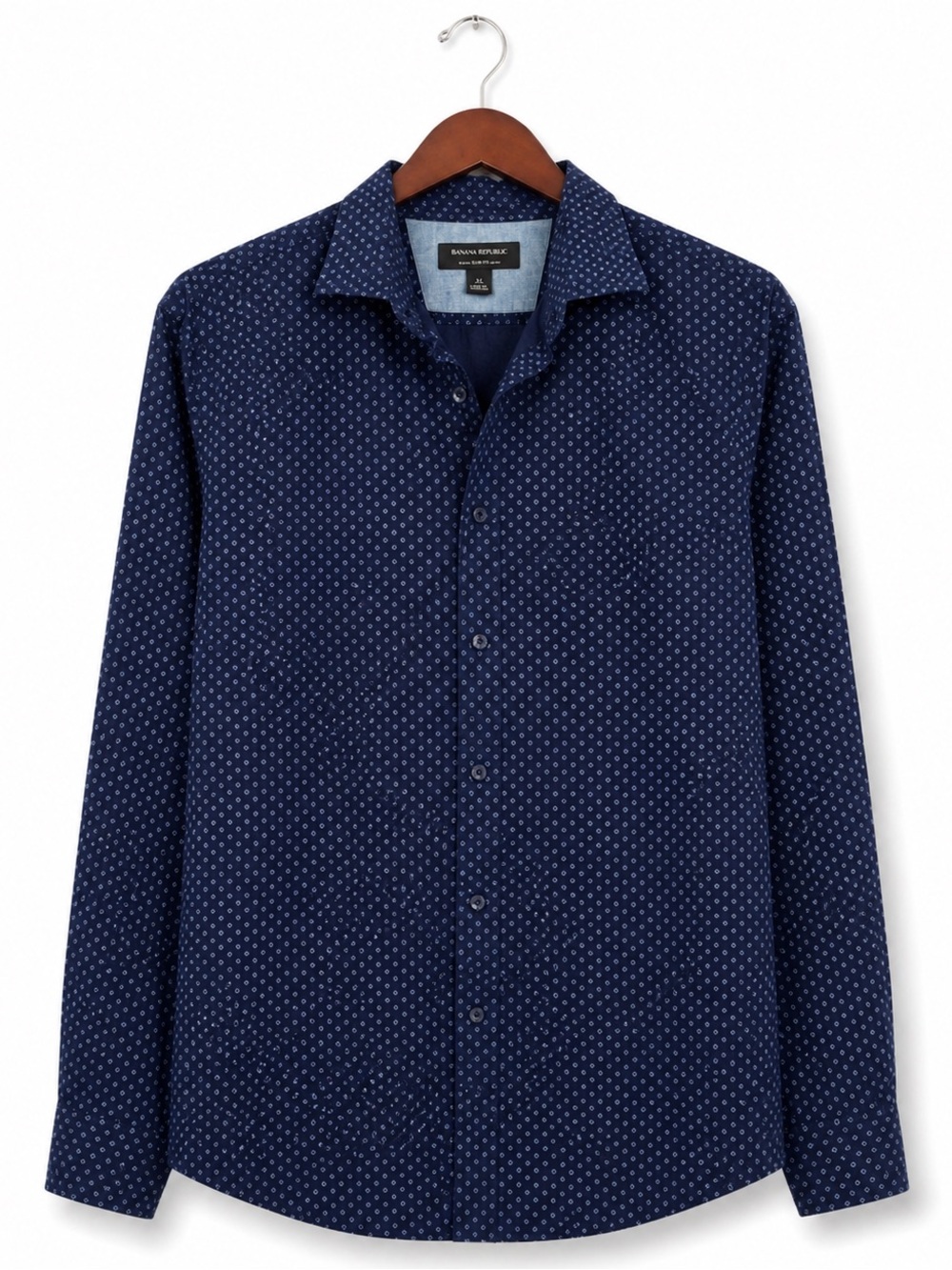 Banana Republic Navy Blue Geometric Print Shirt XL Long Sleeve Button Down